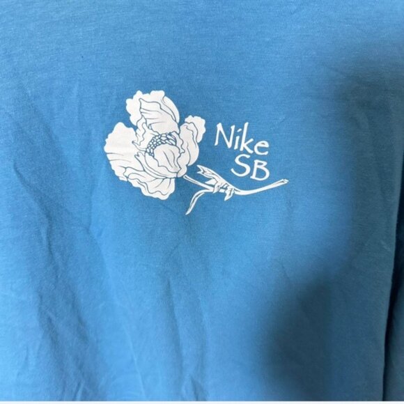 Loose Fit Floral Graphic T-Shirt Blue Size Large Rose Floral Streetwear - Picture 3 of 3